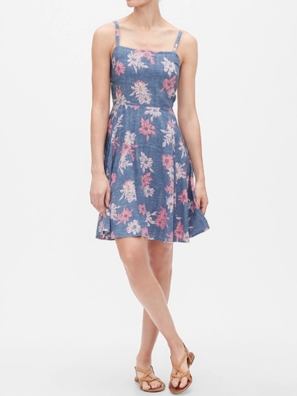 GAP Blue Floral A-Line Mini Dress NWT Large Boho Wedding Formal Resort Nautical